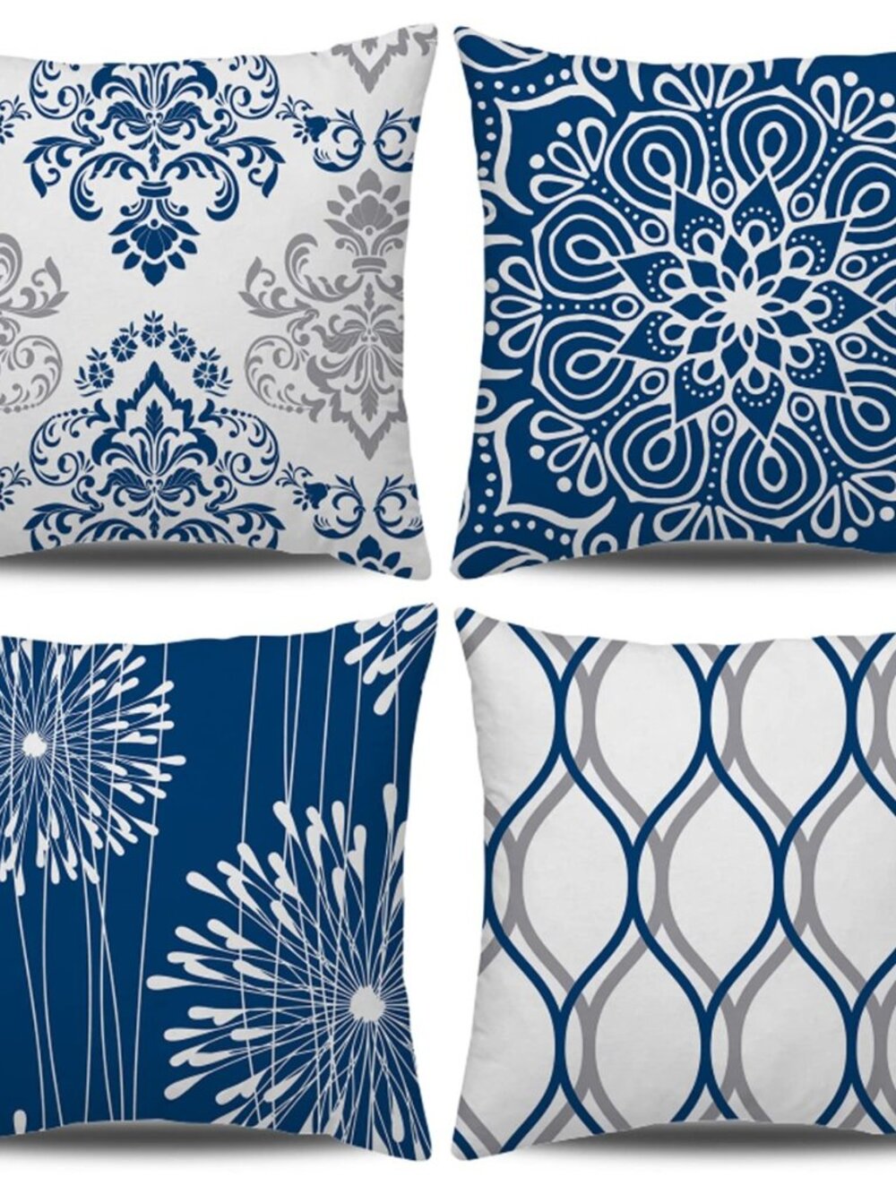Decorative Throw Pillow Covers 18x18 Set of 4, Blue Modern Simple Square Pillow